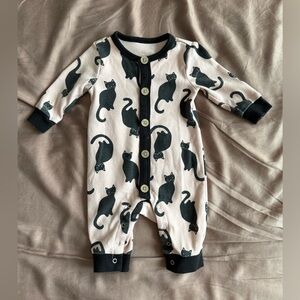 Pale Pink Cat Button Onesie 3-6 Months